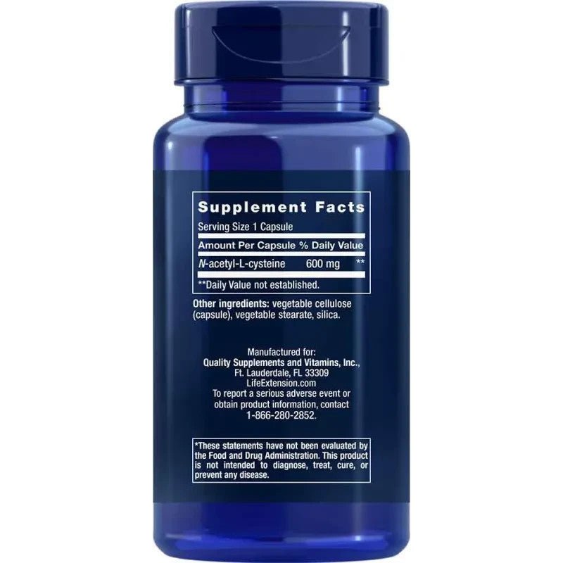 Life Extension NAC N-Acetyl-L-Cystein 600mg 60 Kapseln Antioxidans Leber NirooX