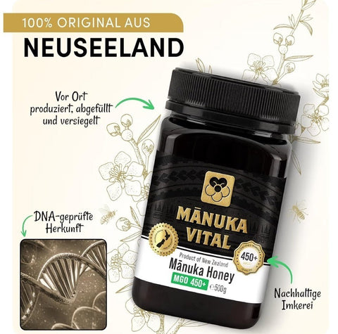 Manuka Vital Honig MGO 450+ 550+ 500g Neuseeland Premium antibakteriell NirooX