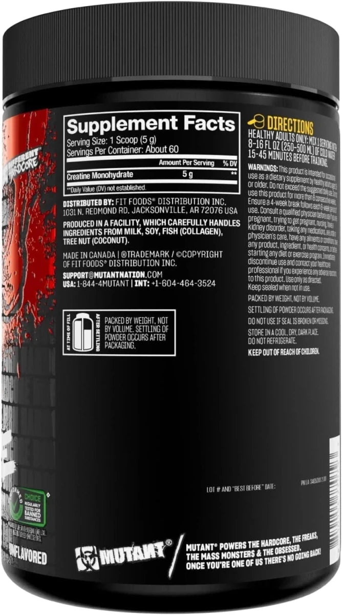 Mutant Creatine Monohydrate 300g Pulver - Geschmacksneut<wbr/>ral- Kreatin - NirooX NutritionNirooX Nutrition