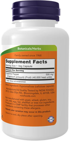 NOW Foods Cayenne 500mg 250 Vegane Kapseln | Verdauung & Herz - NirooX NutritionNirooX Nutrition