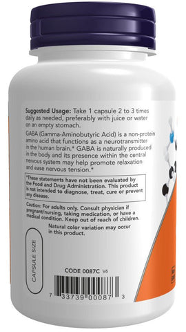 NOW Foods GABA 500mg + Vitamin B6 200 Vegane Kapseln - NirooX NutritionNirooX Nutrition