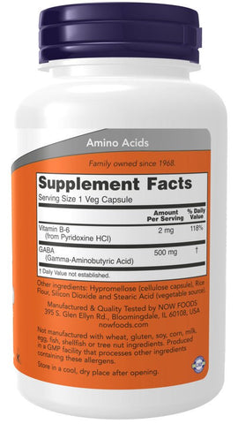 NOW Foods GABA 500mg + Vitamin B6 200 Vegane Kapseln - NirooX NutritionNirooX Nutrition
