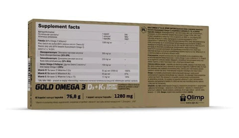 Olimp Gold Omega 3 D3+K2 Sport Edition Kapseln - 3 x 60 Kapseln / 180 Kapseln - NirooX NutritionNirooX Nutrition