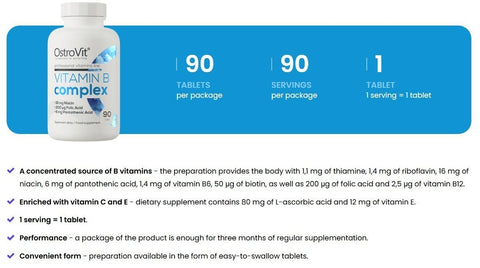 OstroVit Vitamin B Komplex 90 Tabletten B1 B12 B9 Biotin Energie Nervensystem NirooX