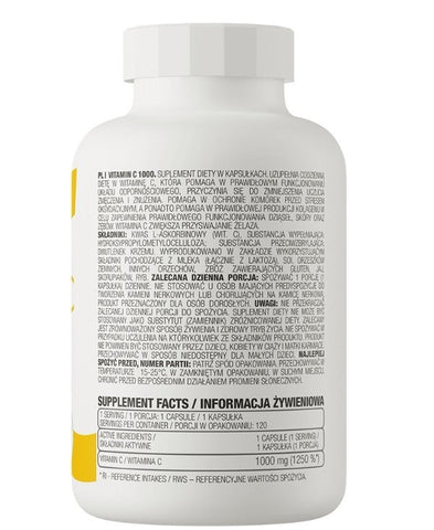 OstroVit Vitamin C 1000mg 120 Kapseln Immunsystem Antioxidans Sporternährung NirooX