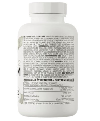 OstroVit Vitamin D3 K2 Calcium 90 Tabletten Knochen Herzgesundheit Sporternährung NirooX