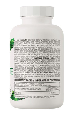 OstroVit Zinc Picolinate 15mg 150 Tabletten Zink Immunsystem Testosteron NirooX