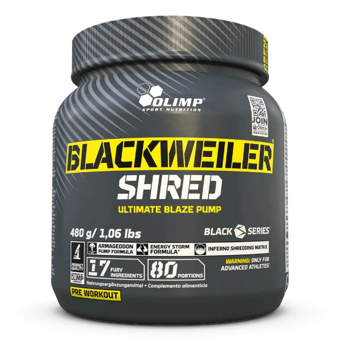 Olimp Blackweiler Shred Orange 480g Pre-Workout Booster Pulver – Pump, Energie und Fatburner Formel für Kraftsport