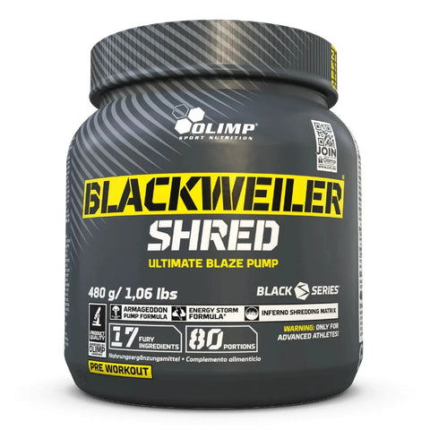 Olimp Blackweiler Shred Orange 480g Pre-Workout Booster Pulver – Pump, Energie und Fatburner Formel für Kraftsport