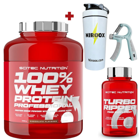 Scitec Nutrition Whey Protein 2350g plus Turbo Ripper 120 Kapseln Bundle für Definition und Fettabbau