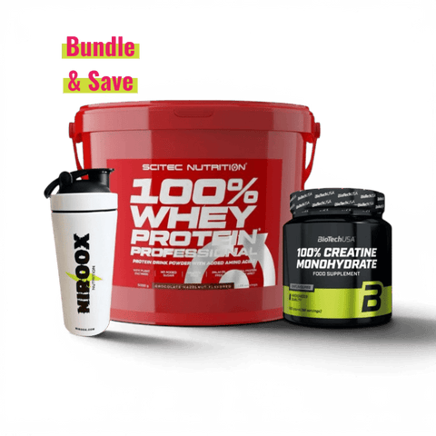 Scitec Nutrition 100% Whey Protein Professional 4kg + Kreatin + Shaker | Muskelaufbau Komplettpaket - NirooX NutritionProteinScitec Nutrition