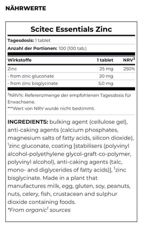Scitec Nutrition Zinc 25mg 2x 100 Tabletten Doppelpack Zink Immunsystem Testosteron NirooX